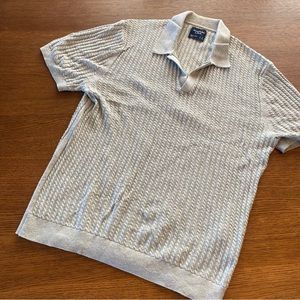 Abercrombie & Fitch Knit Cable Sweater Polo - Light Grey